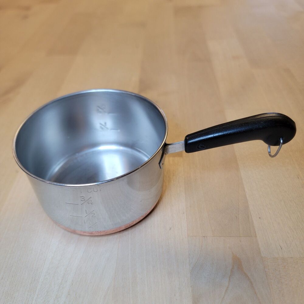 Vintage Revere Ware 1801 Copper Bottom Measuring 1 Cup w/ Marks "Mini Saucepan"